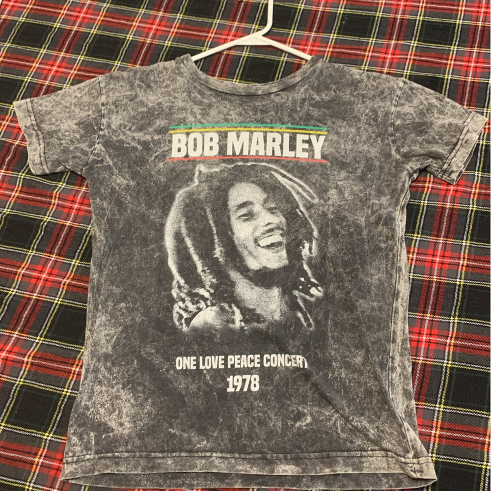 Womens size XS Bob Marley One Love Peace 1978 Concert Tour T Shirt Reprint